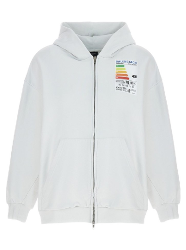 Sweatshirt Balenciaga Energy Patched Jersey Oversized Hoodie Vit | 744454TOVD69012