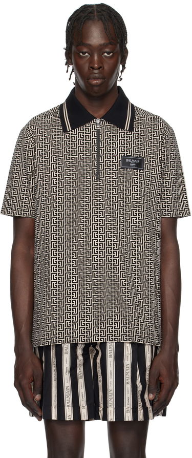 Polotröja Balmain Maze Print Polo Shirt Grå | EH1GC027BC90, 0