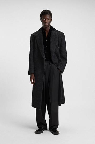 Rockar BOSS Double-breasted relaxed-fit coat with wool and alpaca Svart | 50549270, 1