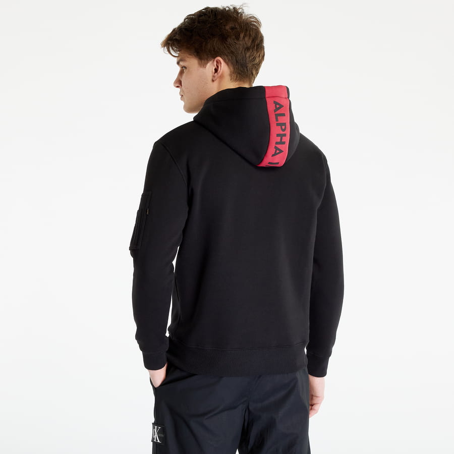 Sweatshirt Alpha Industries Red Stripe Hoody Svart | 178314-03, 1