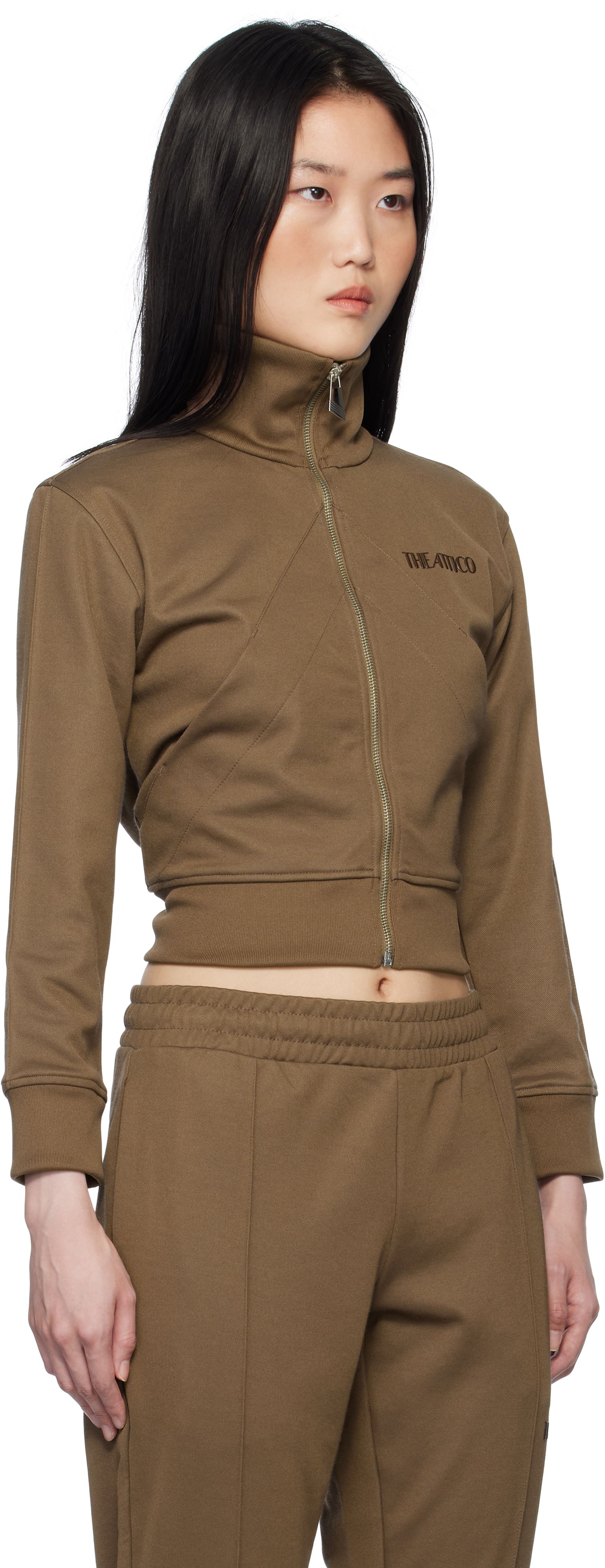 Träningsoverall The Attico The Attico Cropped Track Jacket Brun | 250WCF00022 JJJ055AA, 1