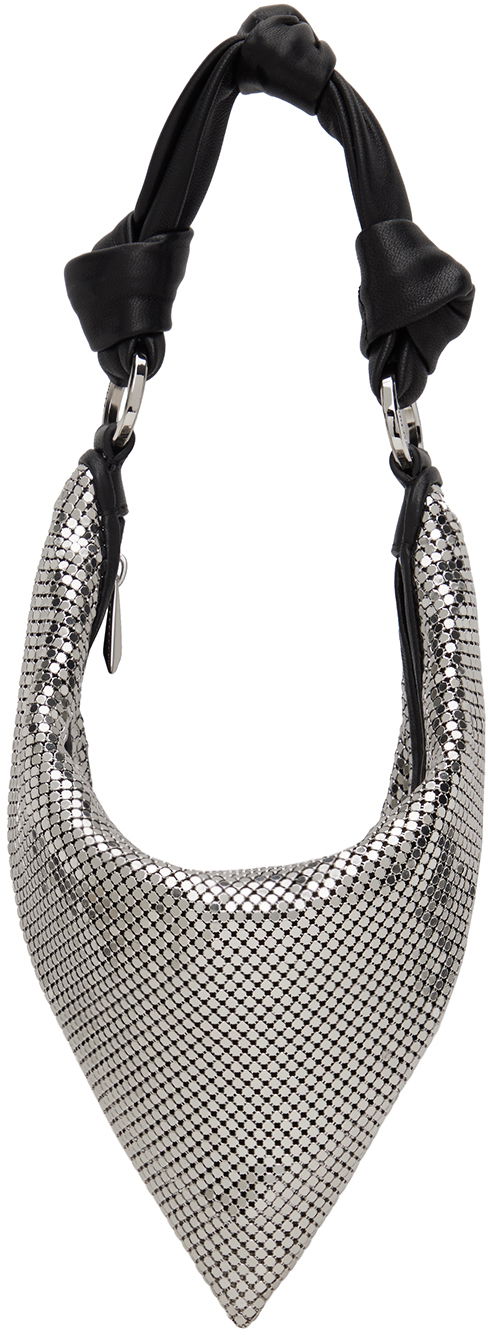 Handväska Amina Muaddi Mini Cameron Silver Metallic Shoulder Bag Metallisk | MINI CAMERON METAL MESH