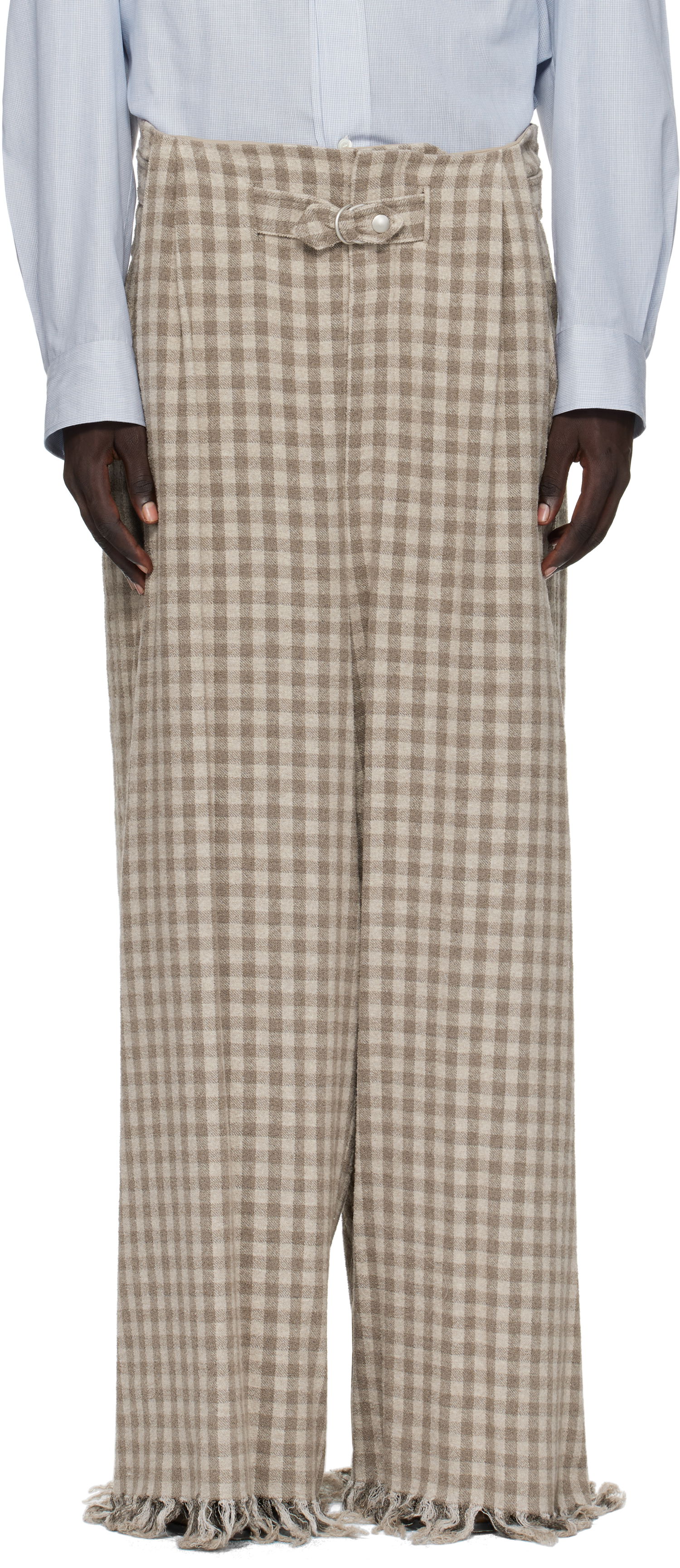 Byxor HED MAYNER Hed Mayner Check Trousers Beige | HMMB30041A-HB201, 0
