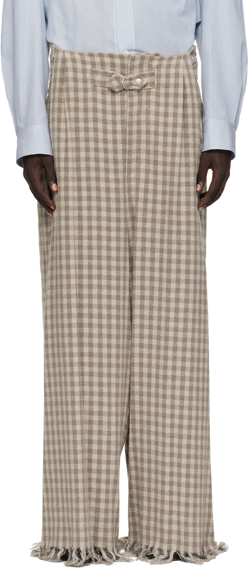 Byxor HED MAYNER Hed Mayner Check Trousers Beige | HMMB30041A-HB201