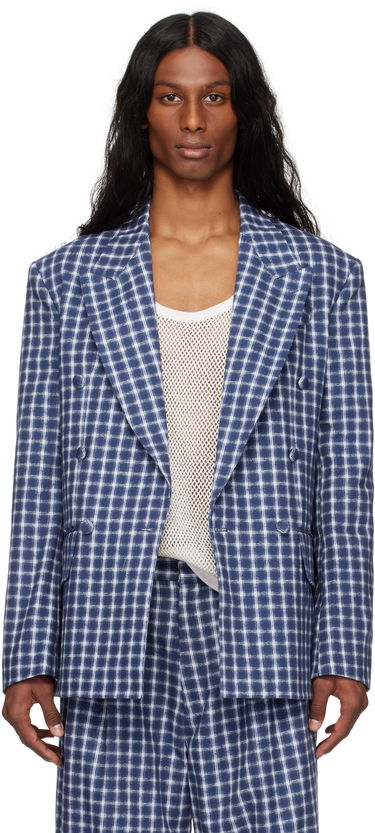 Jacka ERL ERL Check Double-Breasted Blazer Blå | ERL10J038, 0