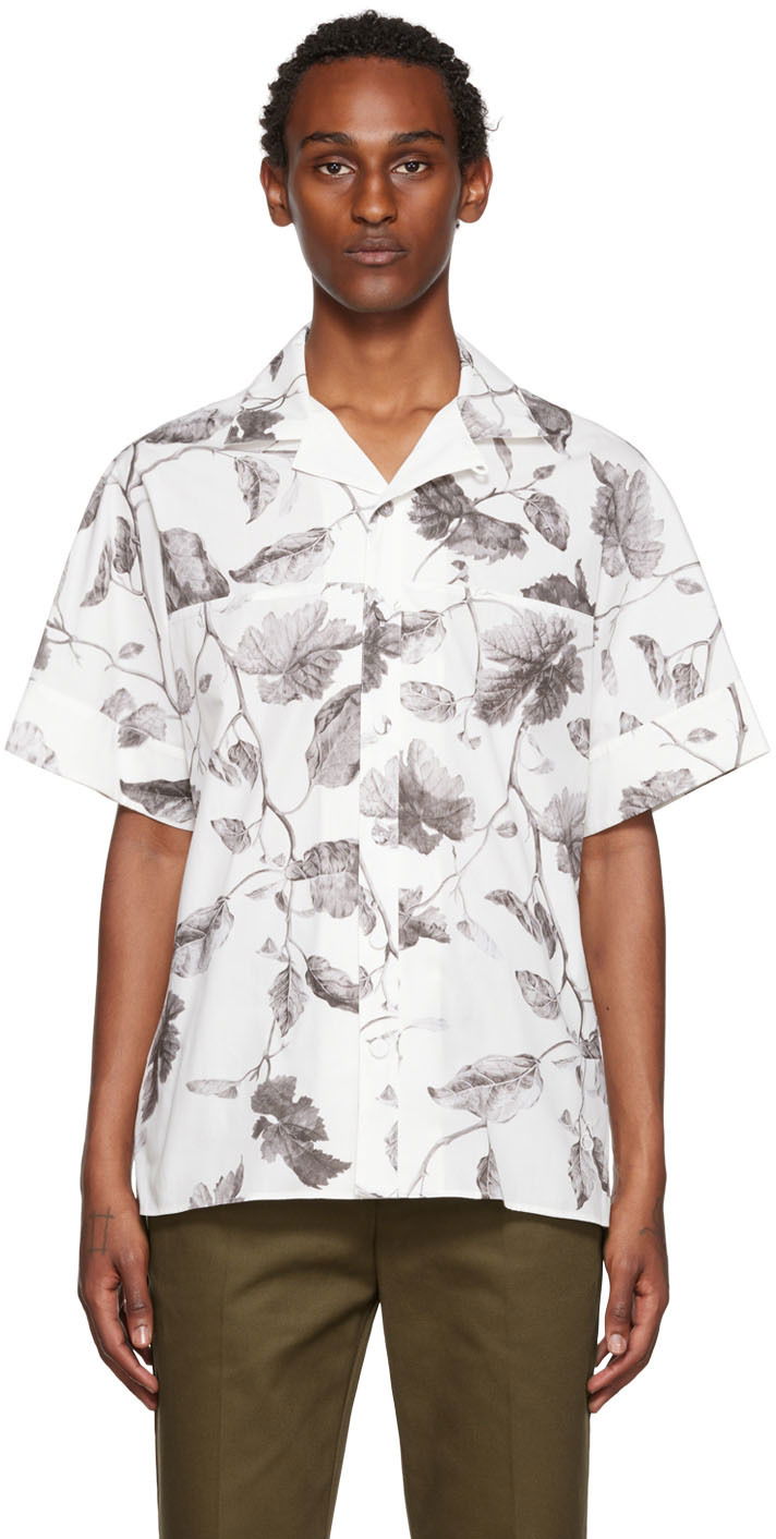 Skjorta Erdem Erdem Philip Leaf-Print Shirt Vit | MF22_503MLLWP PHILIP