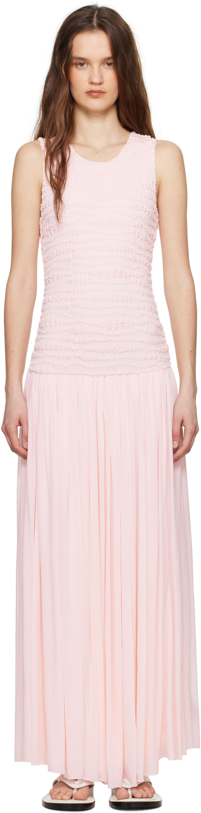 Klä Jil Sander Jil Sander Shirred Maxi Dress Rosa | J02CT0475_J20266