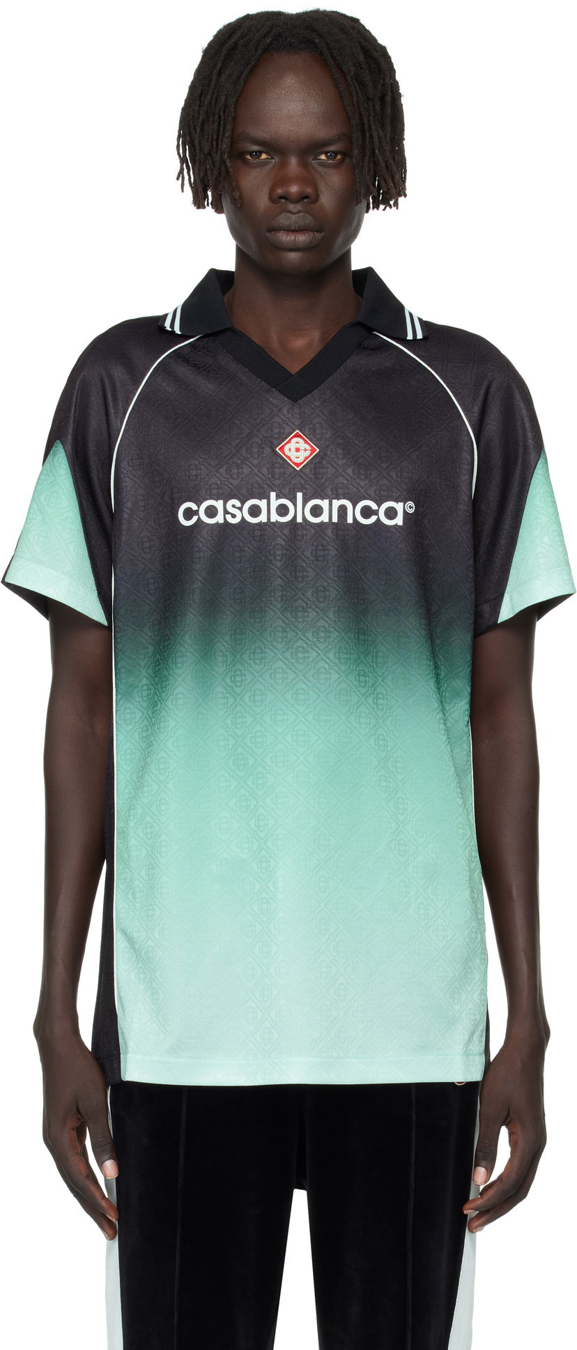 Jersey Casablanca Casablanca Monogram Football Jersey Svart | U-MPF25-JTP-375-01