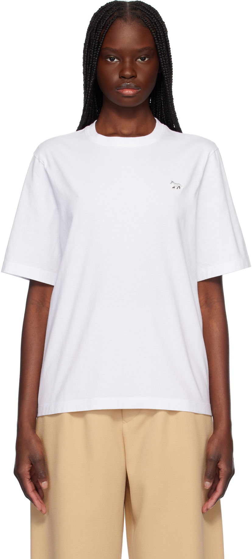 T-shirt MAISON KITSUNÉ Maison Kitsuné Baby Fox Patch Comfort T-Shirt Vit | OW00130KJ0008