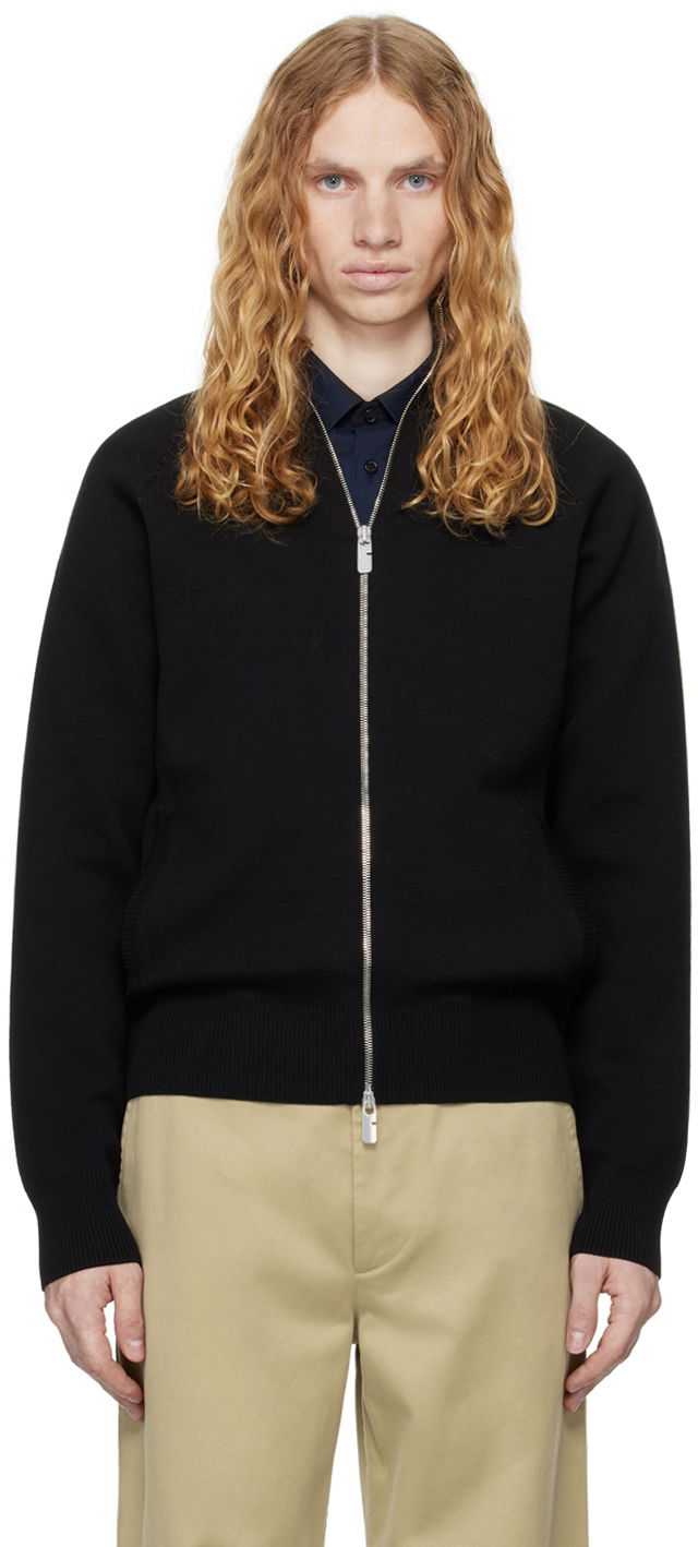 Sweater Burberry Burberry Wool Blend Track Jacket Svart | 8098865