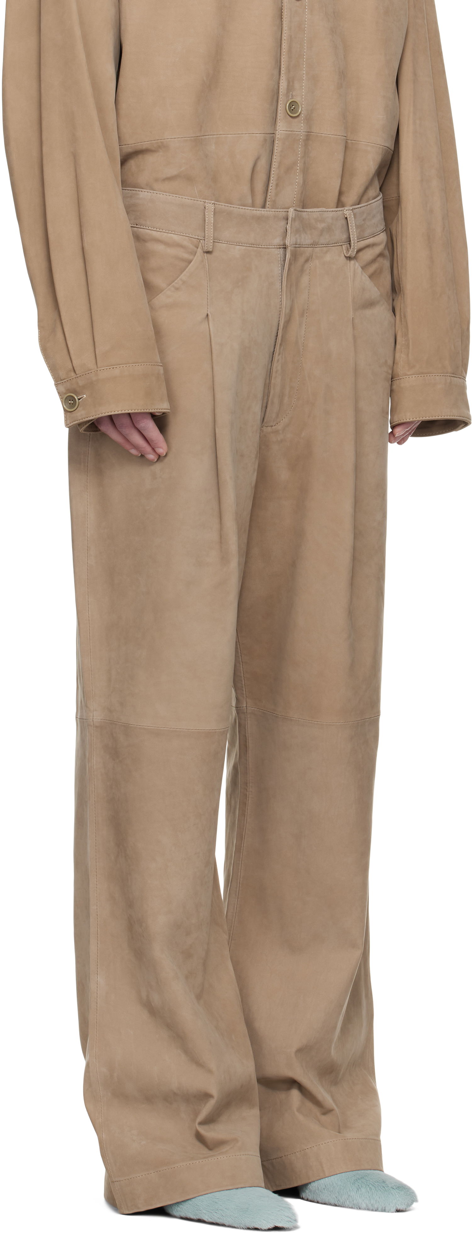 Byxor Entire Studios Entire Studios DC Suede Trousers Beige | ES2668SS, 1
