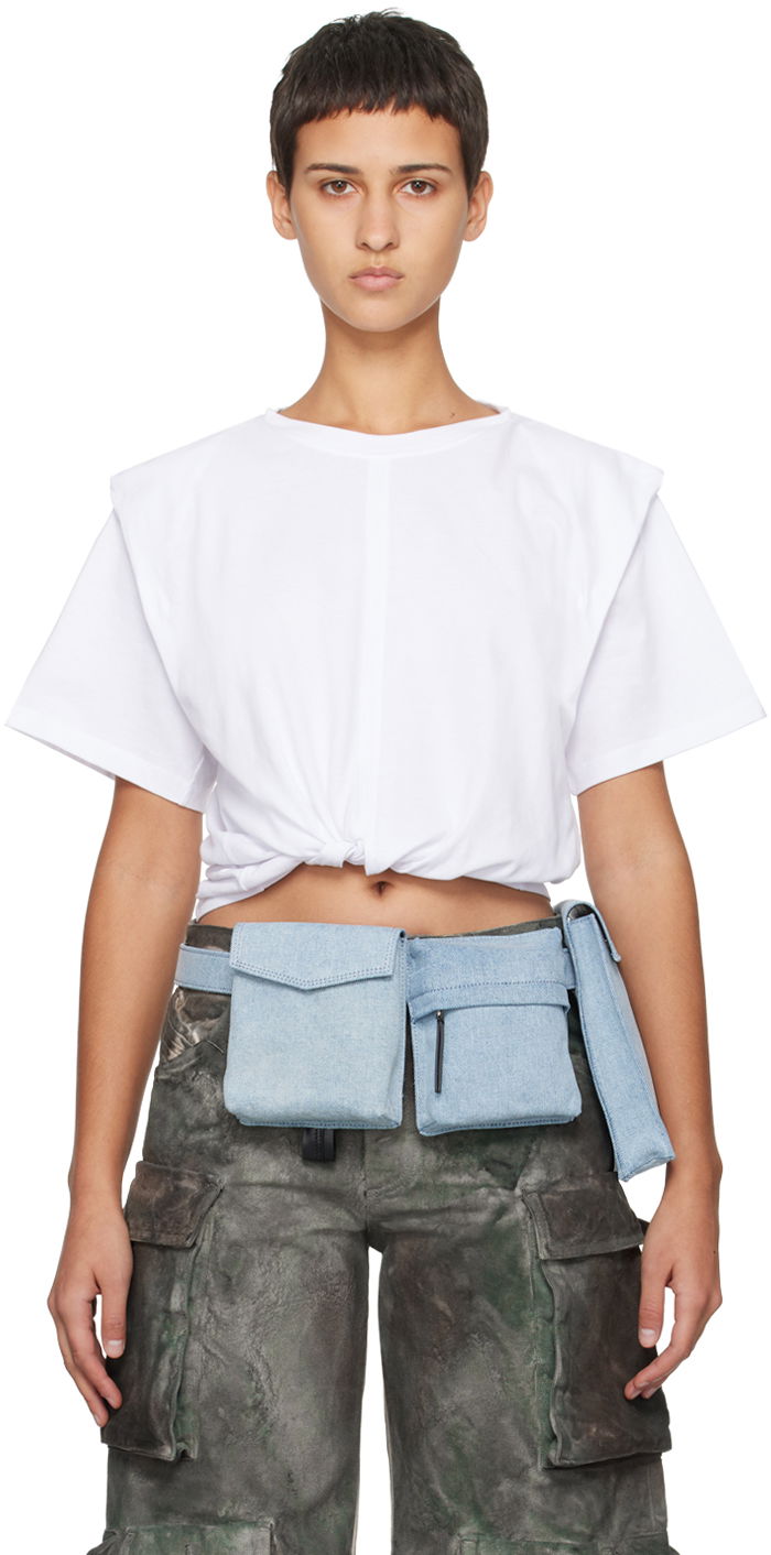 Crop top The Attico The Attico Denim Belt Bag Vit | 241WKE11 D073