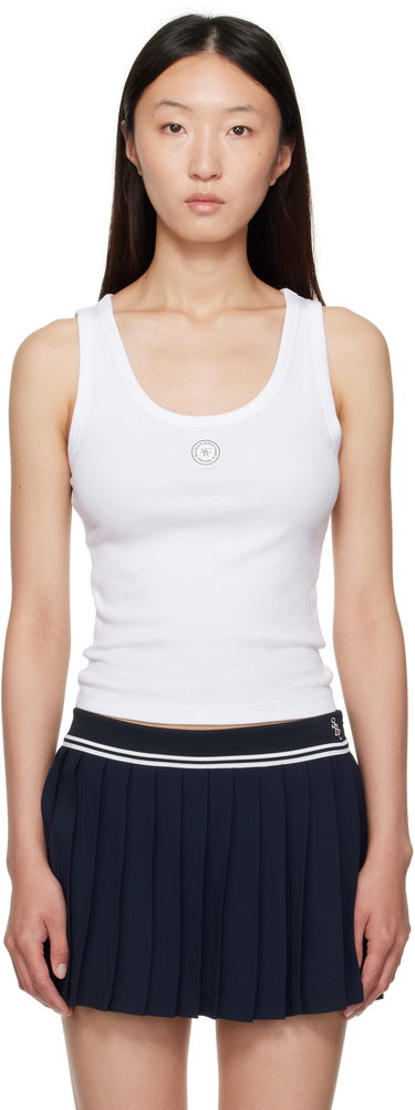 Linne Sporty & Rich Sporty & Rich Baby Rib 'SRHWC' Tank Top Vit | TO081600305WH01, 0