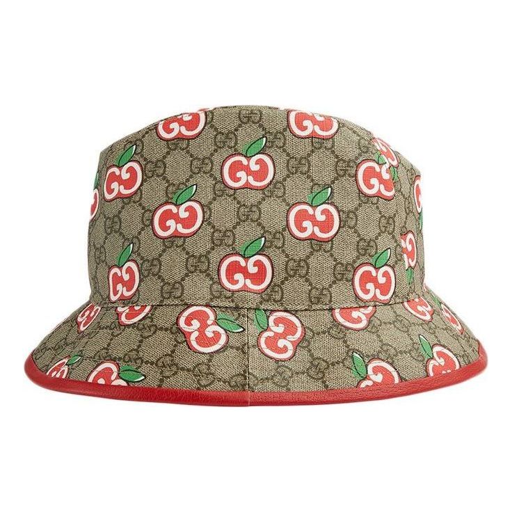Hatt Gucci Canvas Bucket Hat with Apple Print Beige | 628445-4HL96-8474, 0