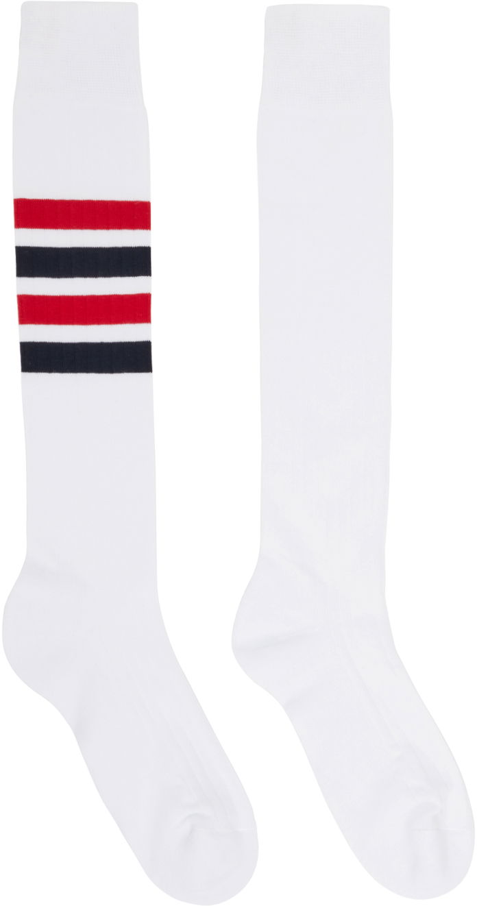 Strumpor Thom Browne Thom Browne Striped Knee-High Socks Vit | MAS085A-01690, 0