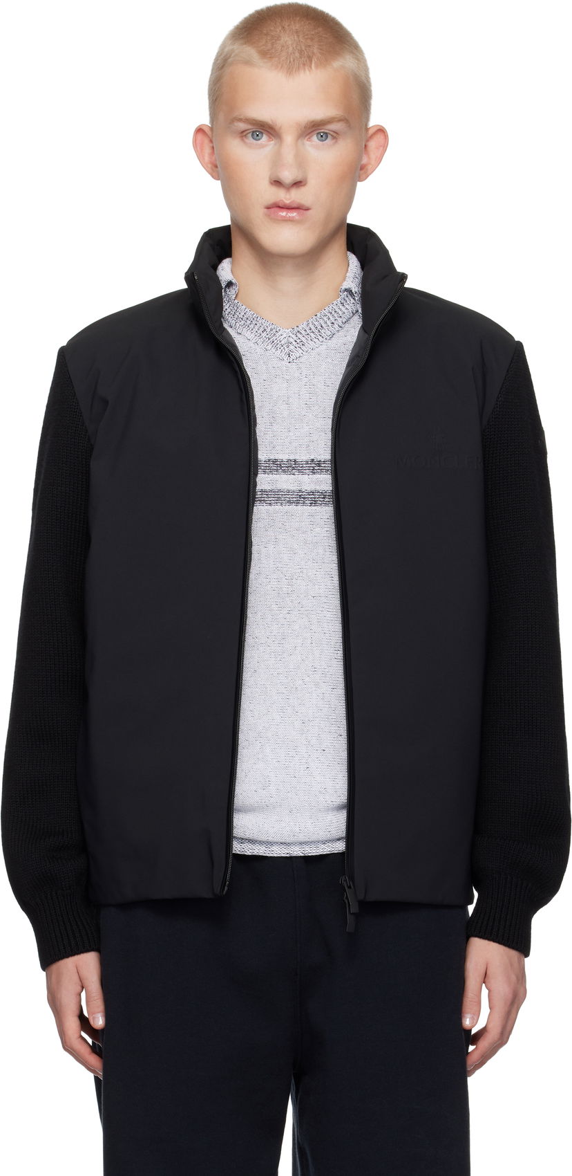 Pufferjacka Moncler Cardigan Tricot Down Jacket Svart | J20919B00030M1282