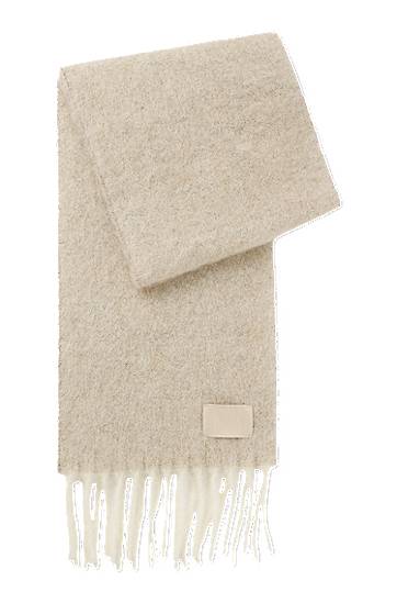 Halsduk BOSS Italian-made fringed scarf with wool and alpaca Beige | 50551696