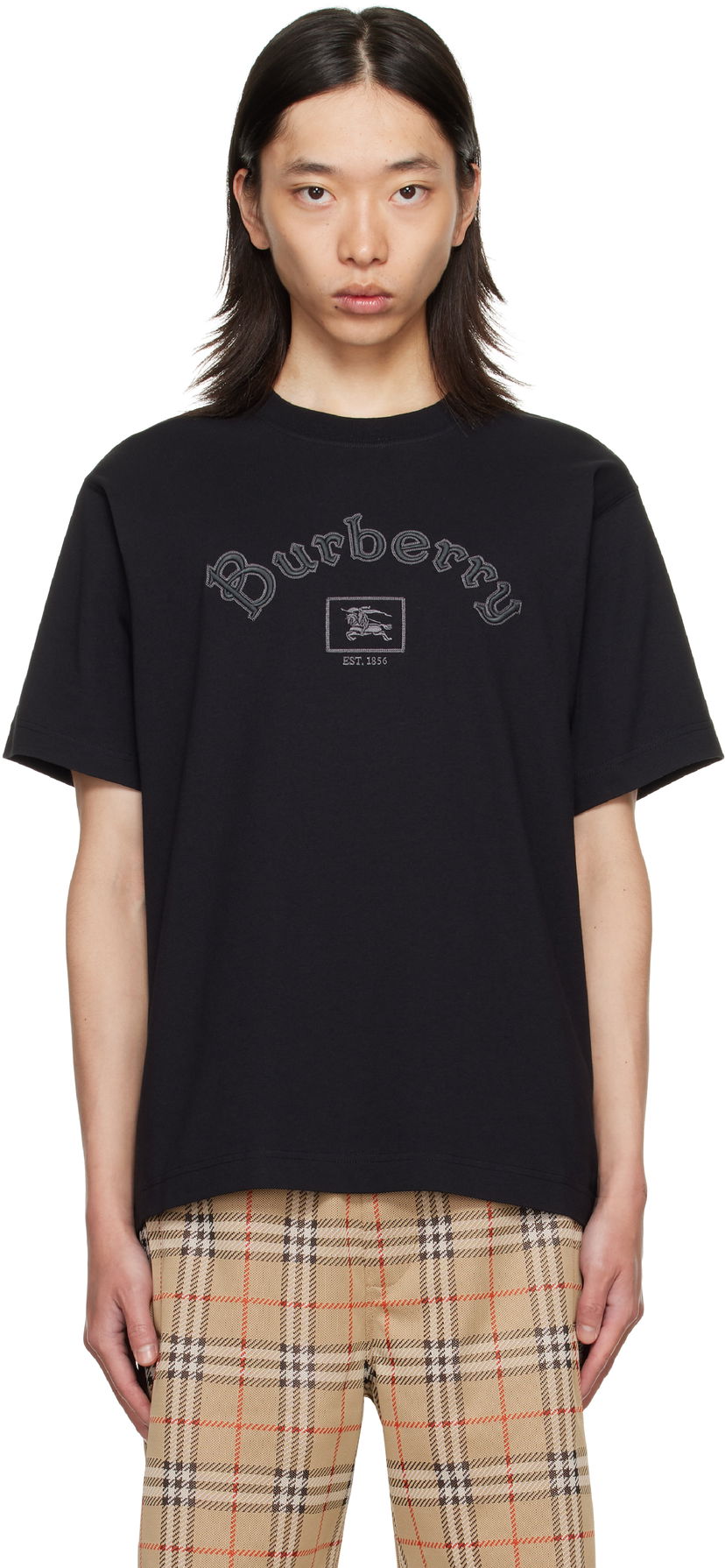 T-shirt Burberry Burberry Gothic Logo Cotton T-Shirt Svart | 8116061