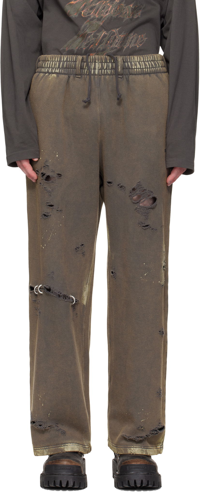 Träningsbyxor We11done We11done Pierced Sweatpants Brun | WD-TA0-25-735-U-CH