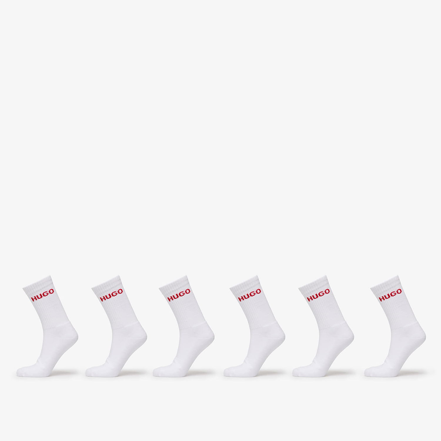 Strumpor BOSS Hugo Rib Logo Sock 6-Pack White Vit | 50510187-100, 0