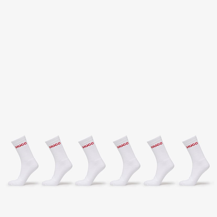Strumpor BOSS Hugo Rib Logo Sock 6-Pack White Vit | 50510187-100
