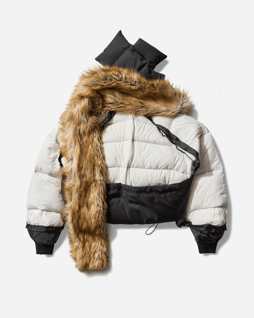 Pufferjacka Ottolinger Deconstructed Puffer Jacket with Faux Fur Stole Vit | 10970340901 5