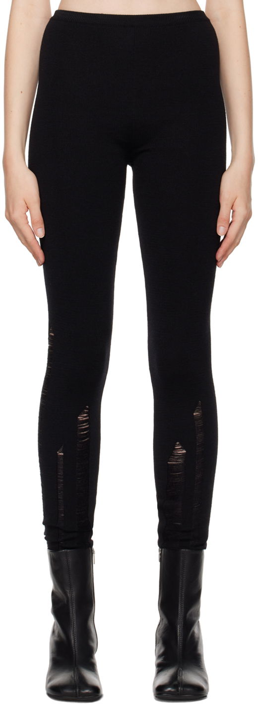 Damasker Maison Margiela Compact Distressed Leggings Svart | S62KB0220 M13070