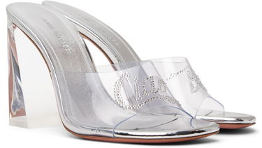 Skovård Amina Muaddi Amina Muaddi Bella Glass Heeled Sandals Metallisk | BELLA GLASS SLIPPER BLOCK PVC, 3