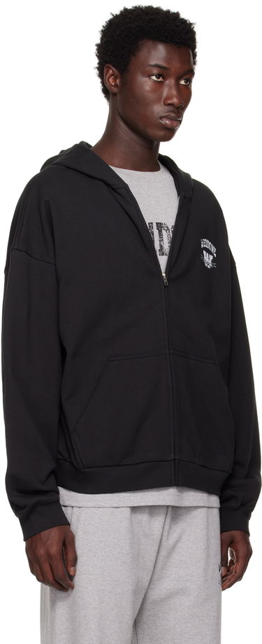 Sweatshirt We11done We11done Collegiate Zip-Up Hoodie Svart | WD-TJ2-25-846-U-BK, 1