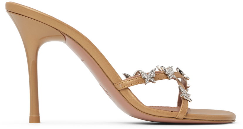 Tillbehör Amina Muaddi Amina Muaddi Debora Heeled Sandals Beige | DEBORA SLIPPER ROUNDED NAP