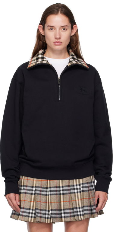 Sweatshirt Burberry Burberry Check Collar Quarter-Zip Sweatshirt Svart | 8109063, 0