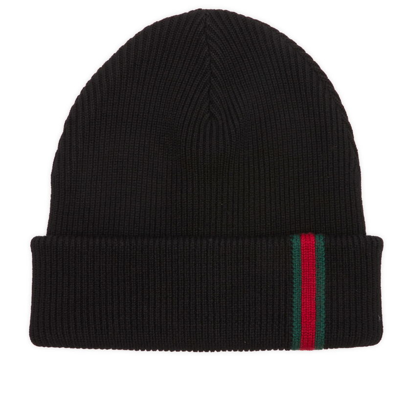 Mössa Gucci Gucci Web Knitted Beanie Svart | 834192-4G200-1000