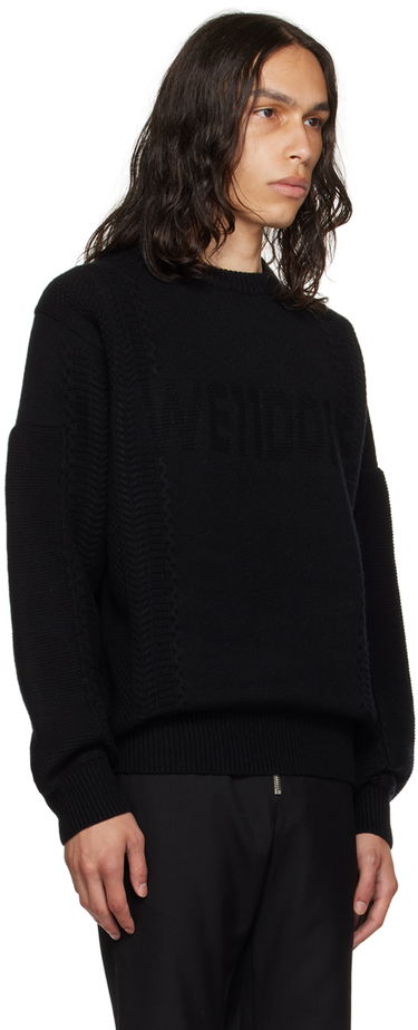 Sweater We11done We11done Square Patch Sweater Svart | WD-KT3-23-643-U-BK, 1