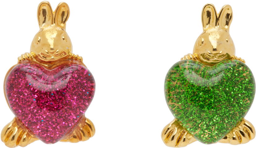 Örhängen Chopova Lowena Chopova Lowena Belly Bunnies Glitter Heart Stud Earrings Flerfärgad | 6643