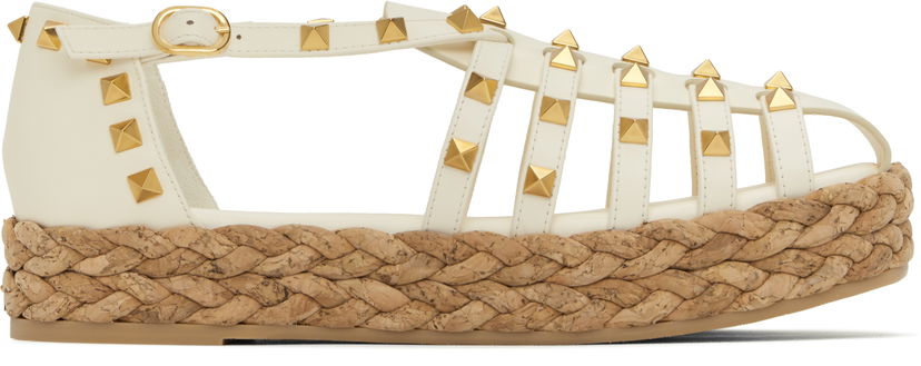 Sneakers och skor Valentino Valentino Garavani Rockstud Cork Wedge Sandals Vit | 6W2S0LP9CYP