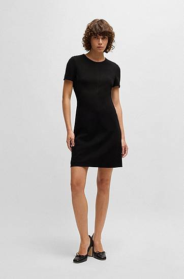 Klä BOSS Slim Fit Stretch Crew Neck Dress Svart | 50490062, 1