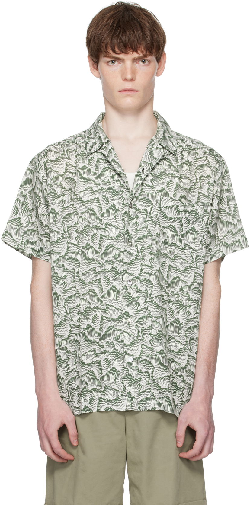 Skjorta A.P.C. A.P.C. Roy Print Camp Collar Shirt Grön | VIALX-H12608