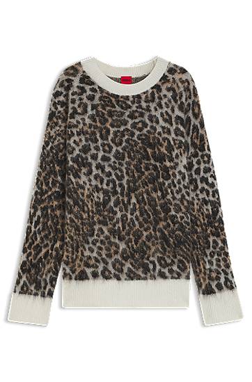Sweater BOSS Leopard Jacquard Loose-Fit Knitted Sweater Flerfärgad | 50548255, 0