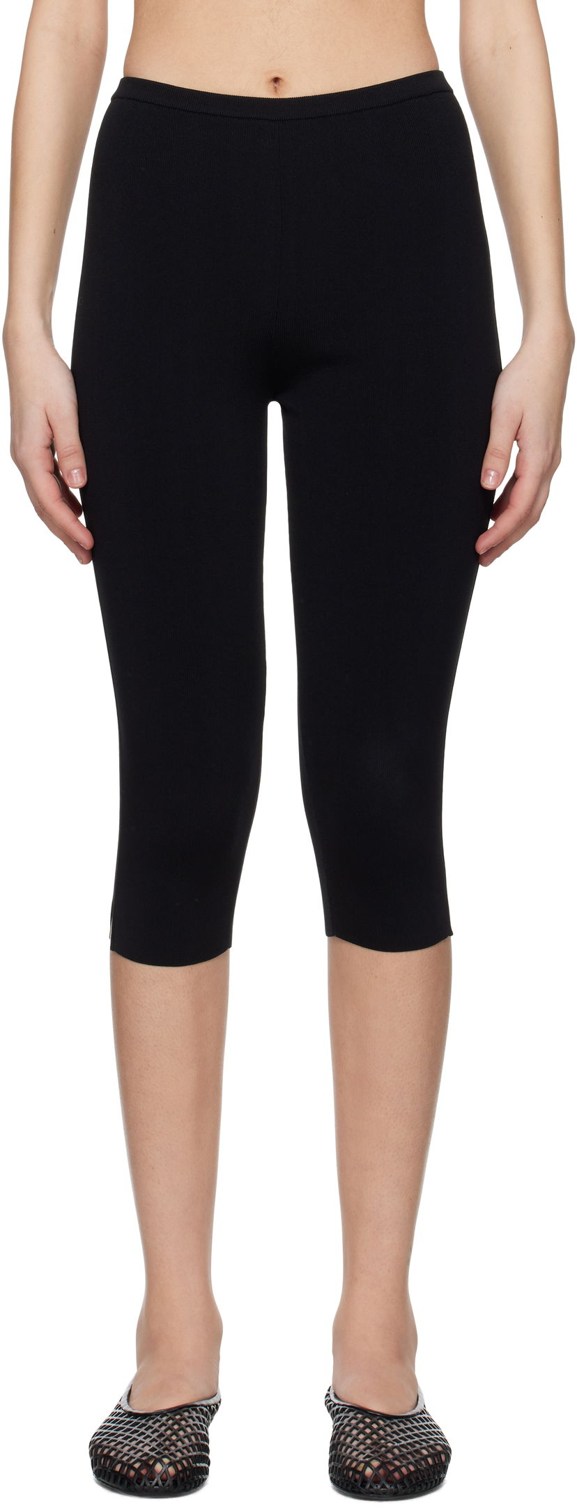 Damasker TOTEME TOTEME Compact Knit Capri Trousers Svart | 252-WRB0276-YA0187