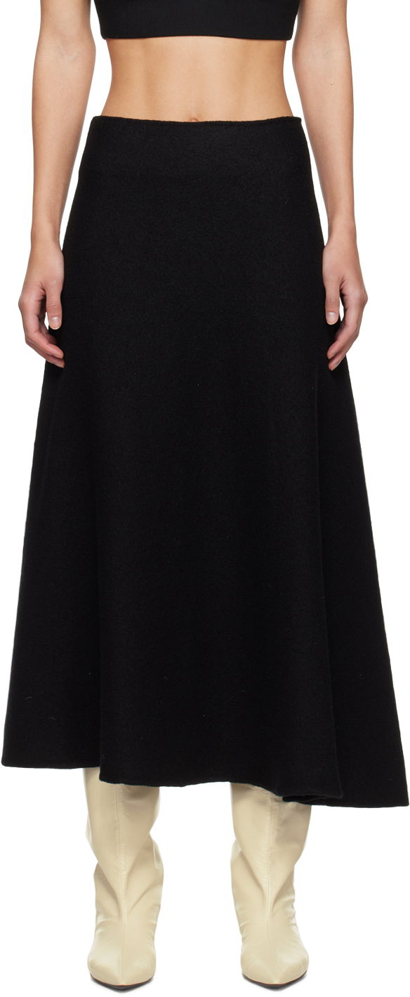 Kjol Jil Sander Asymmetric Hem Midi Skirt Svart | J02MA0024_J14506