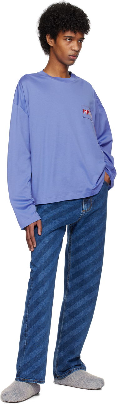 Jeans Marni Marni Wide Leg Diagonal Stripe Jeans Blå | PUJU0021A0 USCX36, 3