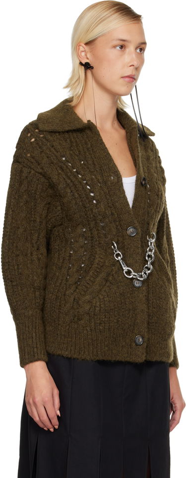 Sweater Simone Rocha Simone Rocha Sculpted Chunky Knit Chain Detail Cardigan Grön | MZMK1E 0665, 1