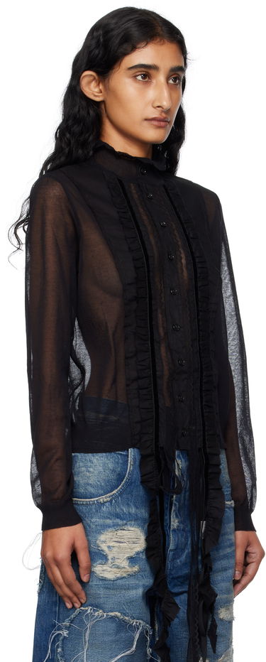 Skjorta Ann Demeulemeester Ann Demeulemeester Monya Sheer Ruffle Blouse Svart | B0012852-KN008-099, 1