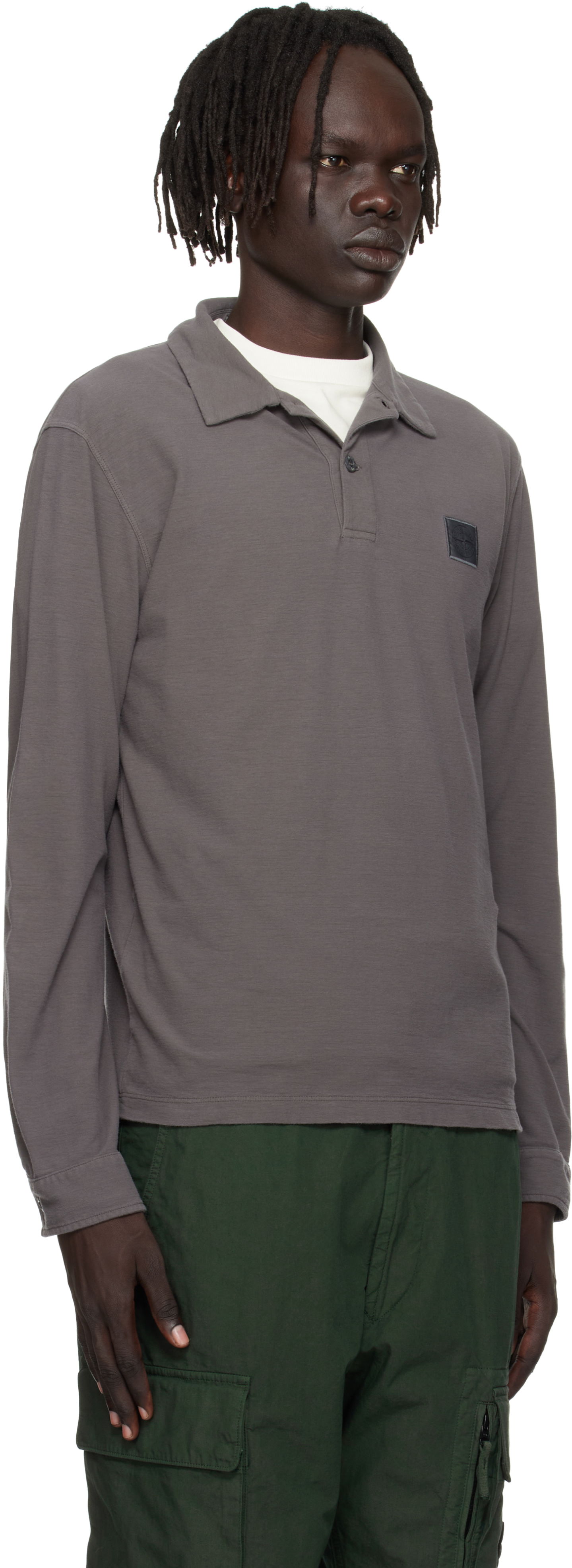 Polotröja Stone Island Stone Island Long Sleeve Cotton Jersey Polo Grå | K2S15 2200011 S0F11, 1