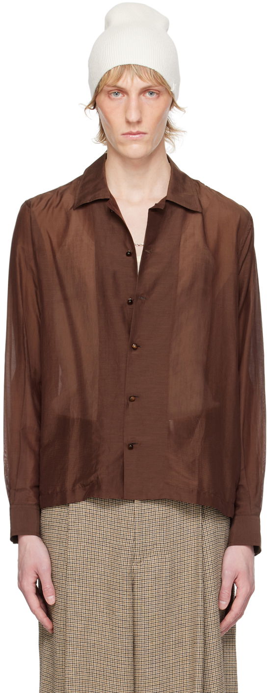 Mössa Bode Sheer Button-Up Shirt Vit | MRS24SH047