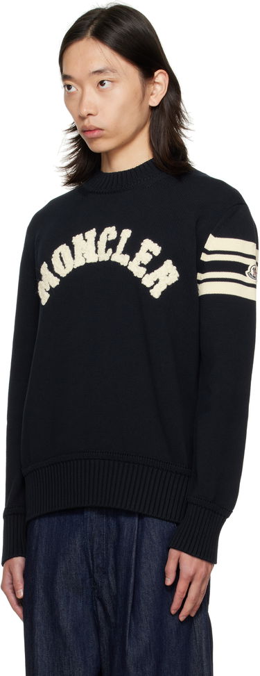 Sweater Moncler Crewneck Sweater with Logo Svart | K20919C00009M1367, 3