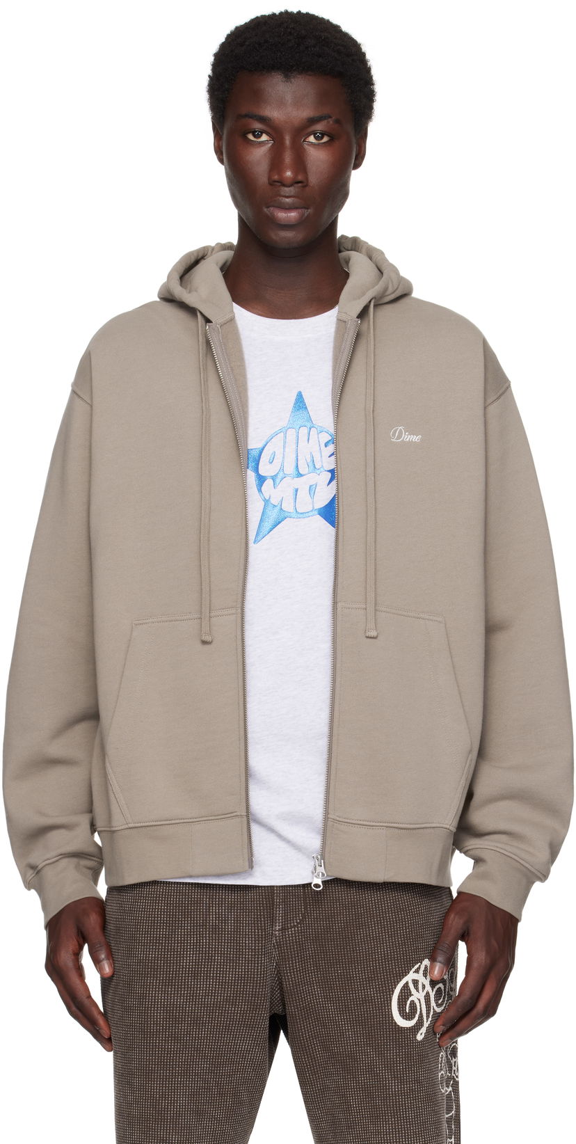 Sweatshirt Dime Dime Cursive Small Logo Zip Hoodie Grå | DIMESU2549DRI