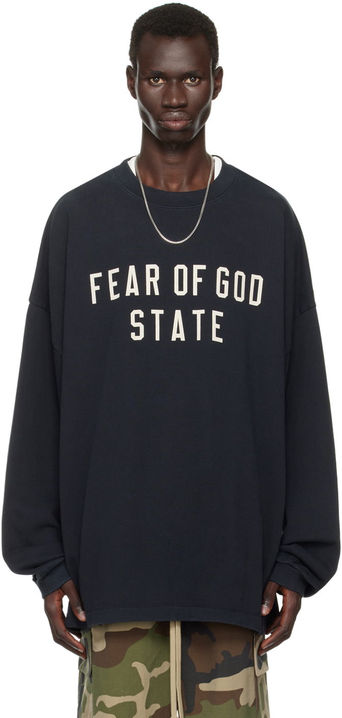 Sweater Fear of God Long Sleeve Crewneck T-Shirt Svart | 125BT242010F