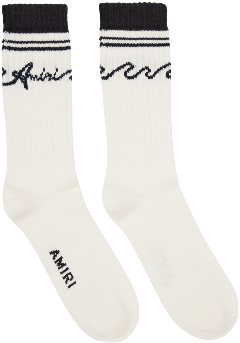 Strumpor AMIRI White & Black '' Wave Socks Vit | AMACSK1010