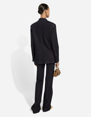 Jacka Dolce & Gabbana Double-breasted Silk And Cotton Denim Jacket Blå | F2941DG8LW8S9001, 2